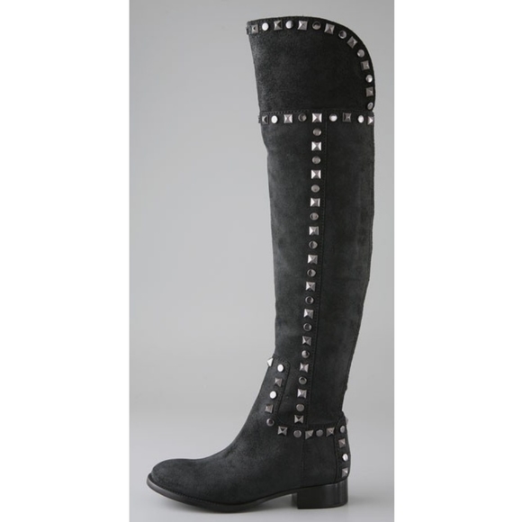 Tory Burch Rhett Over the Knee suede studded boots - Picture 2 of 8
